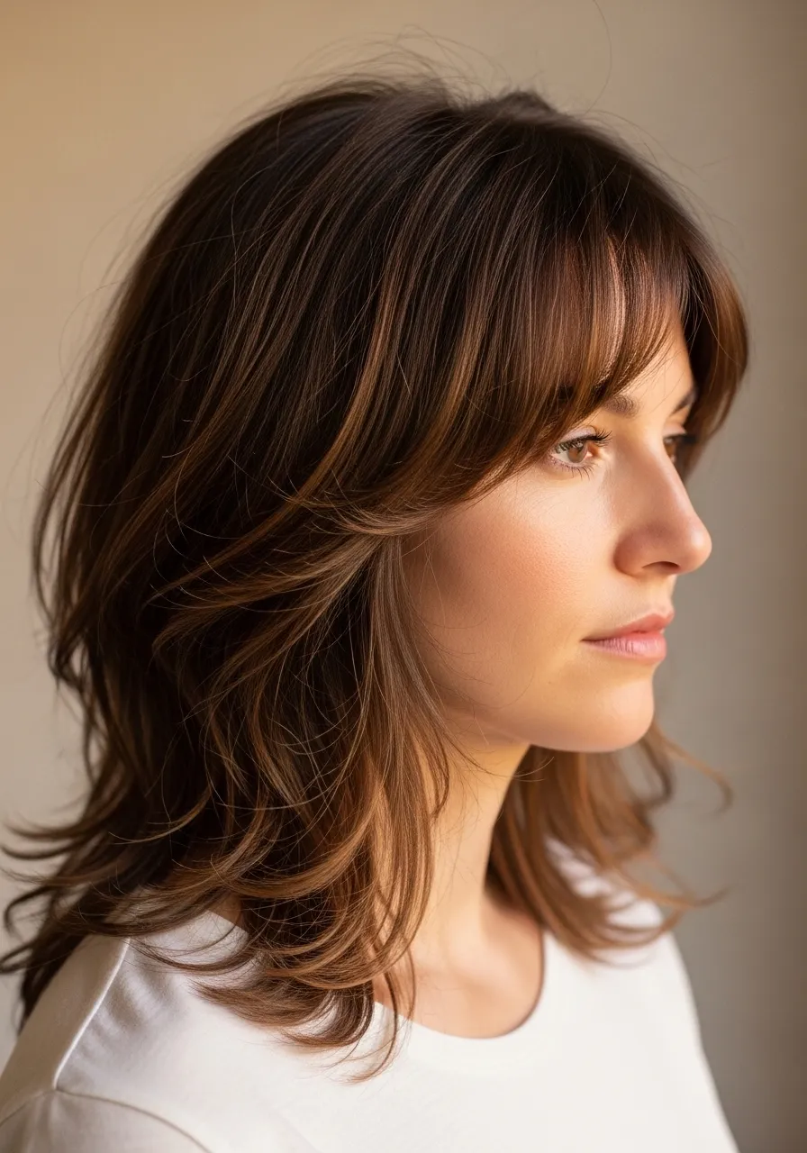 Shaggy Haircut with Money Piece Highlights