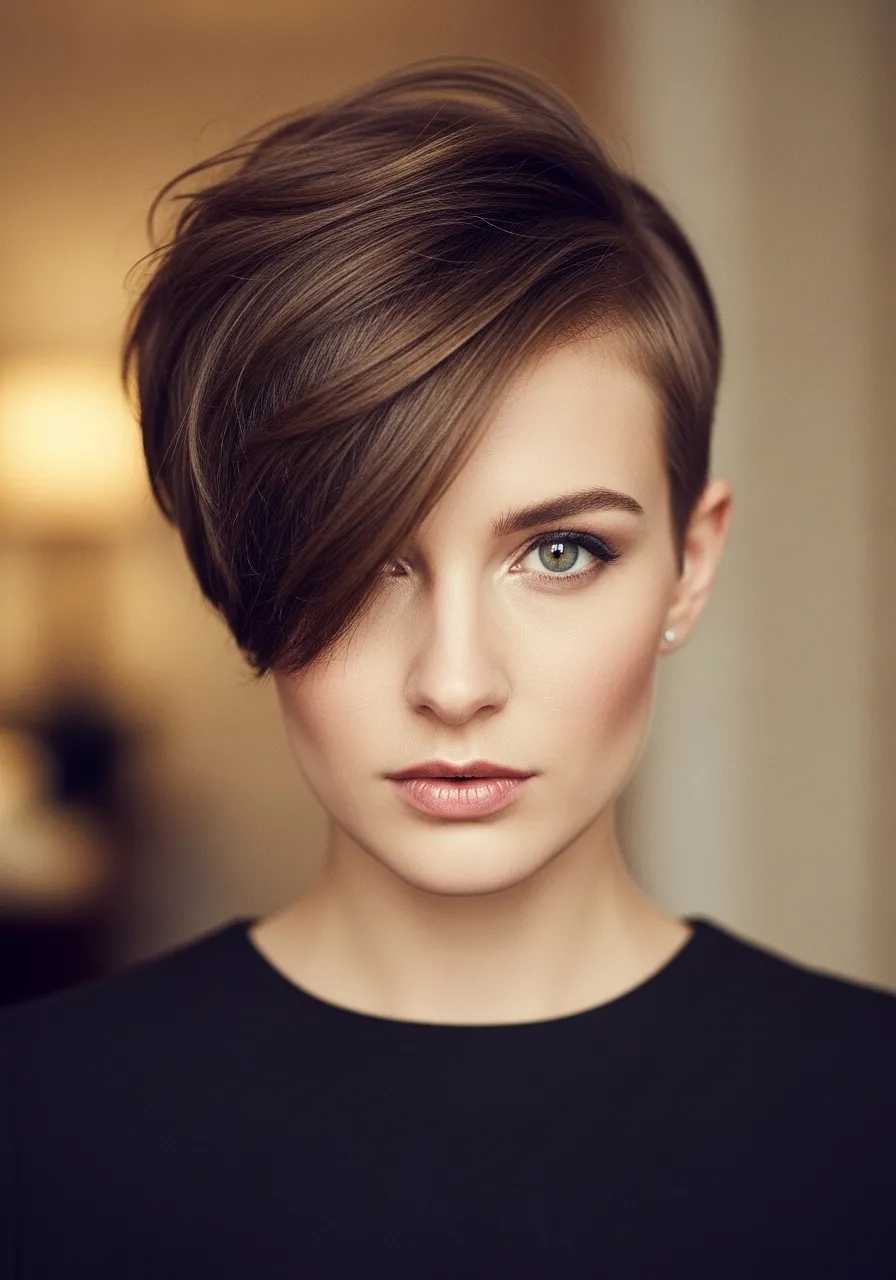 Side-Part Pixie with Deep Diagonal