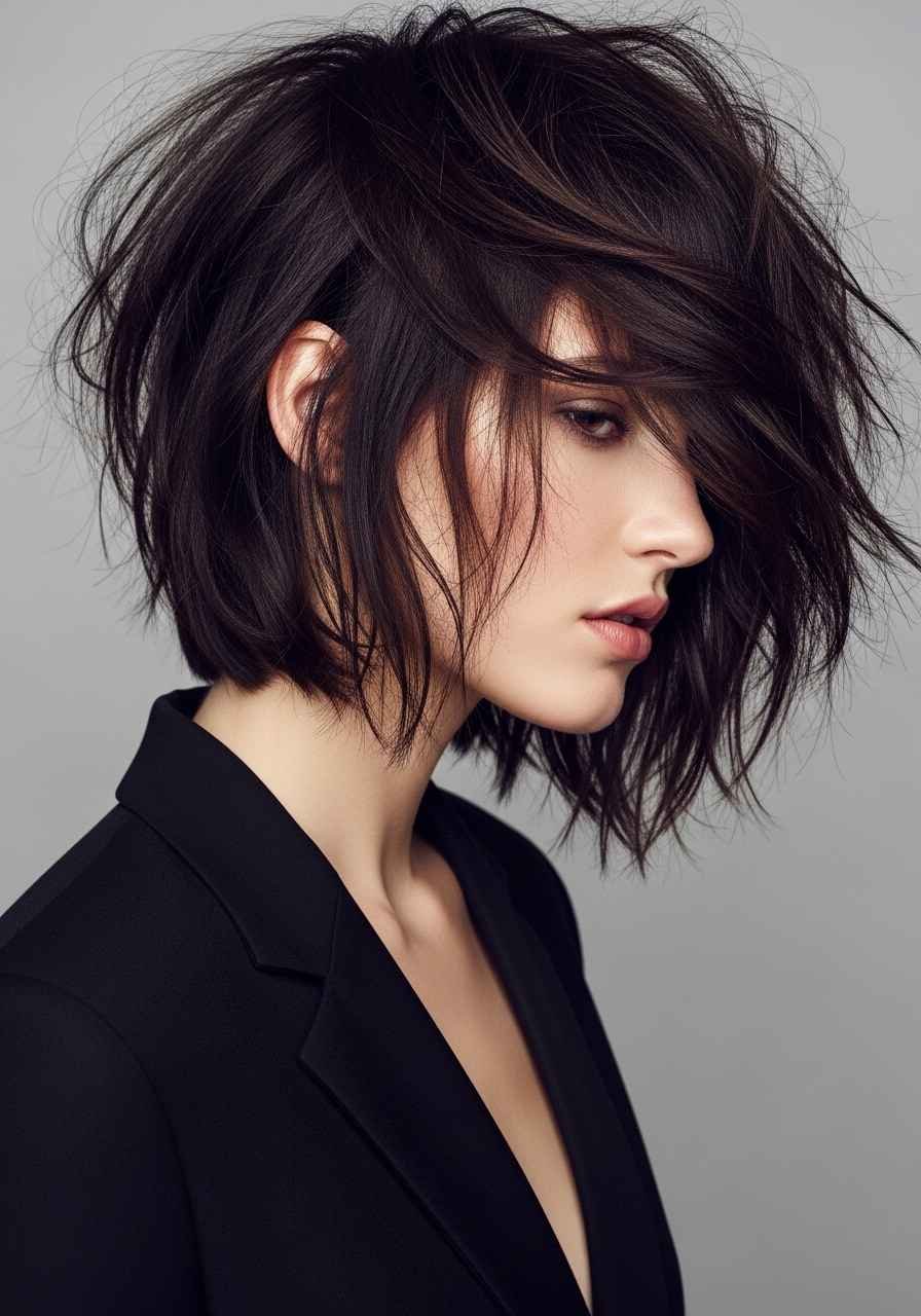 Asymmetric Messy Bob with One Longer Side