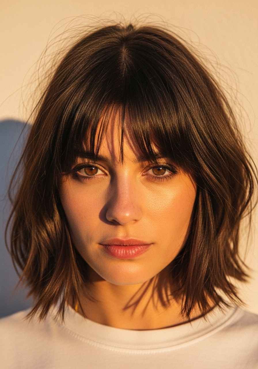 Messy Bob with Curtain Bangs