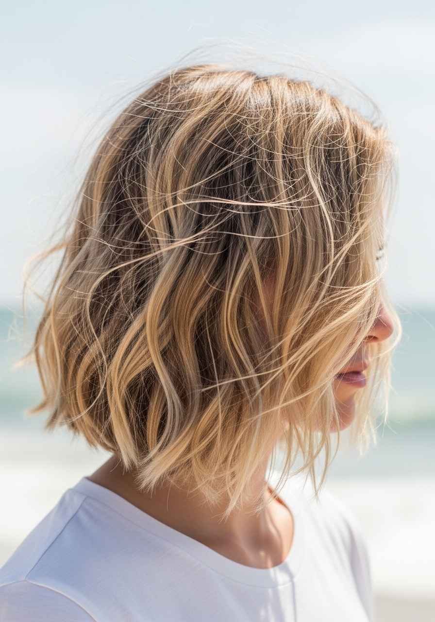 Beachy Messy Bob with Undone Waves