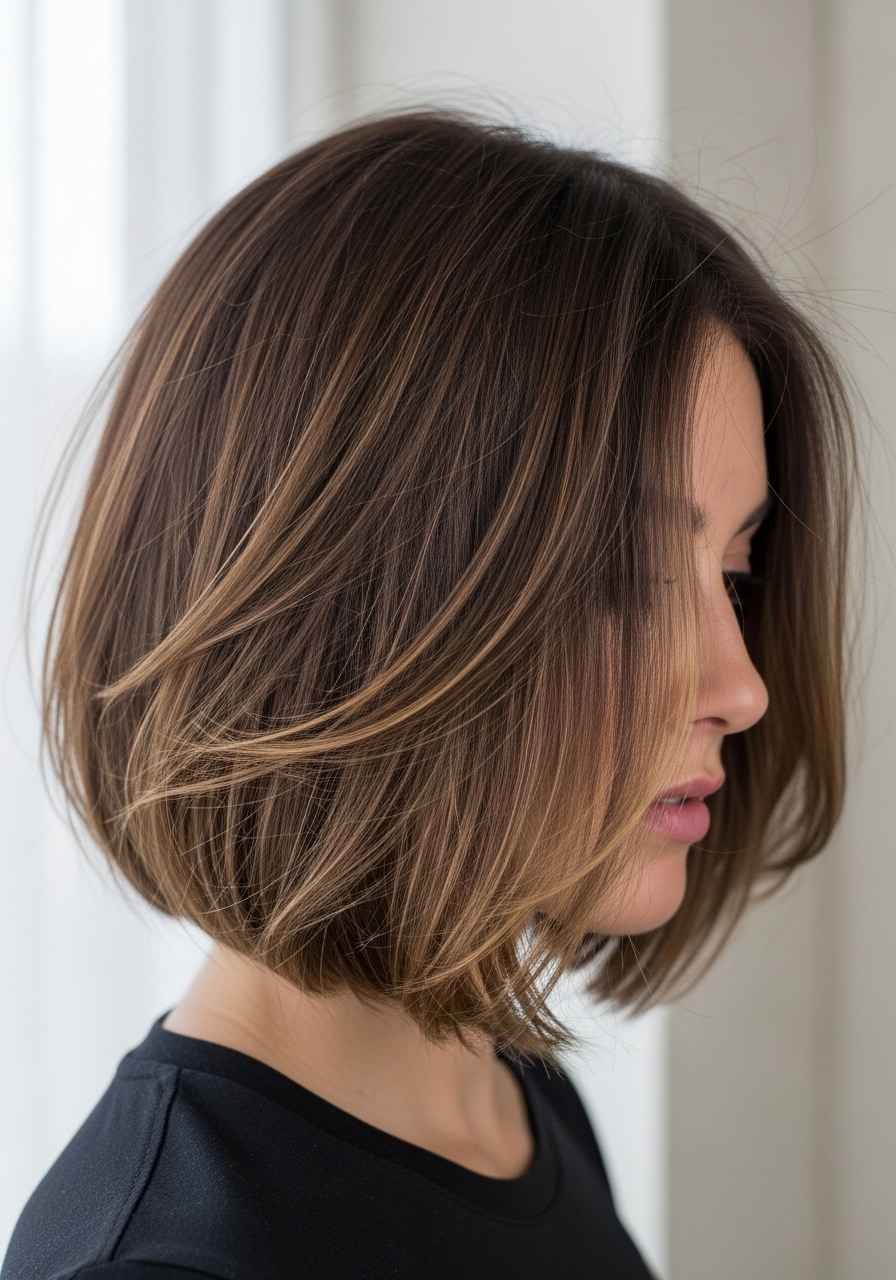 Textured Bob with Blunt Ends and Wispy Pieces