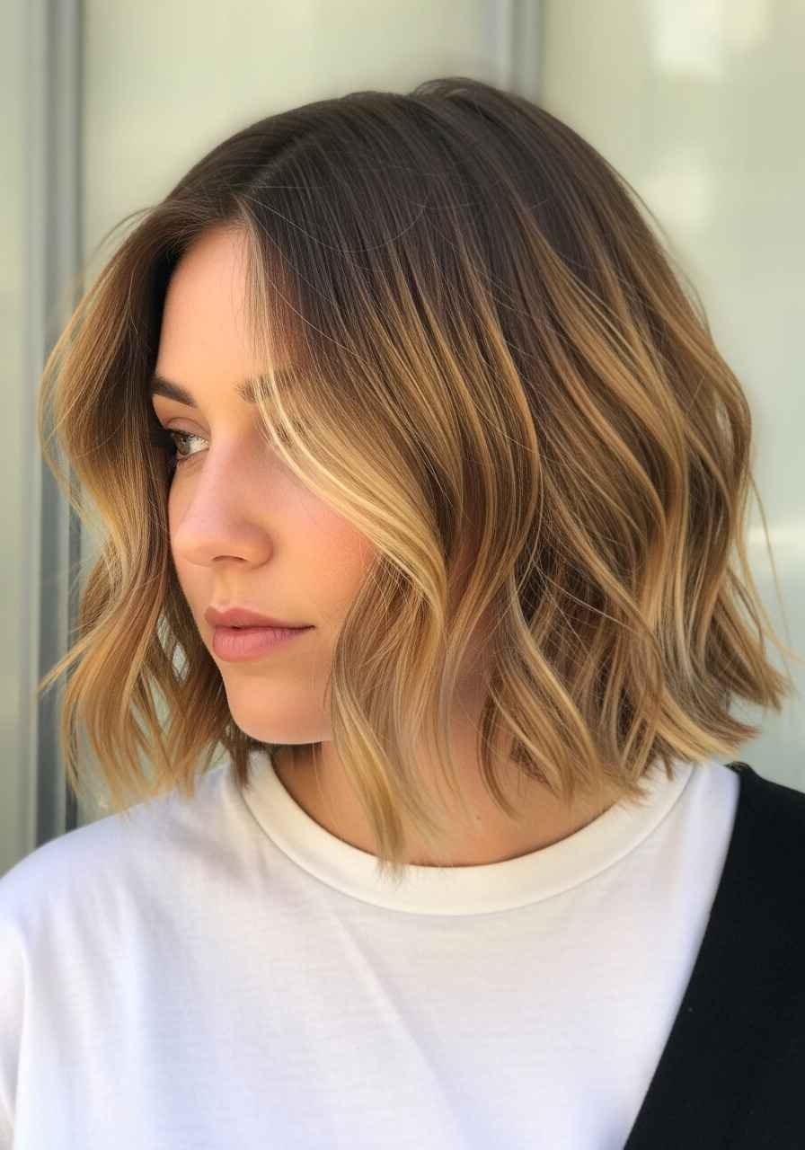 Grown-Out Messy Bob with Root Shadow