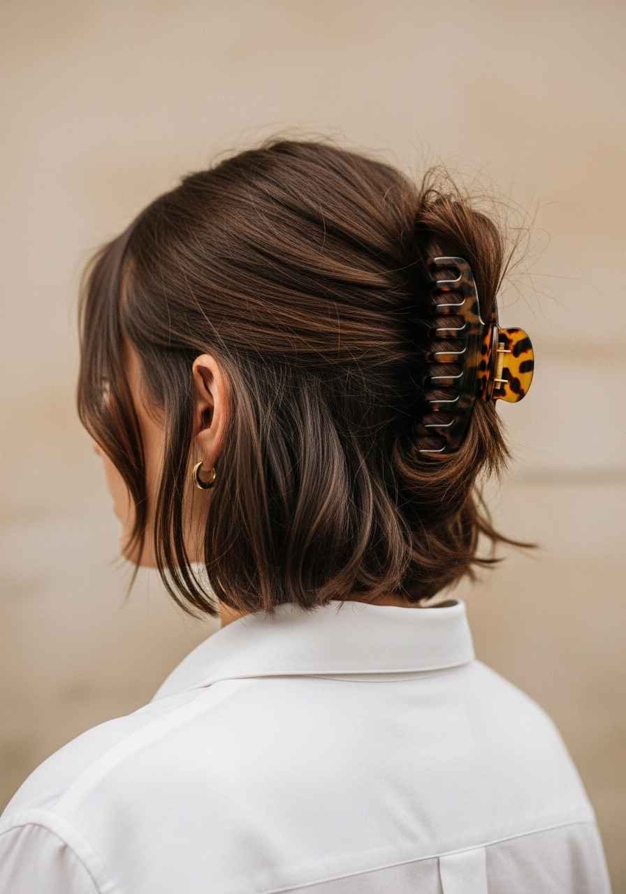 Messy Bob with Claw Clip Styling