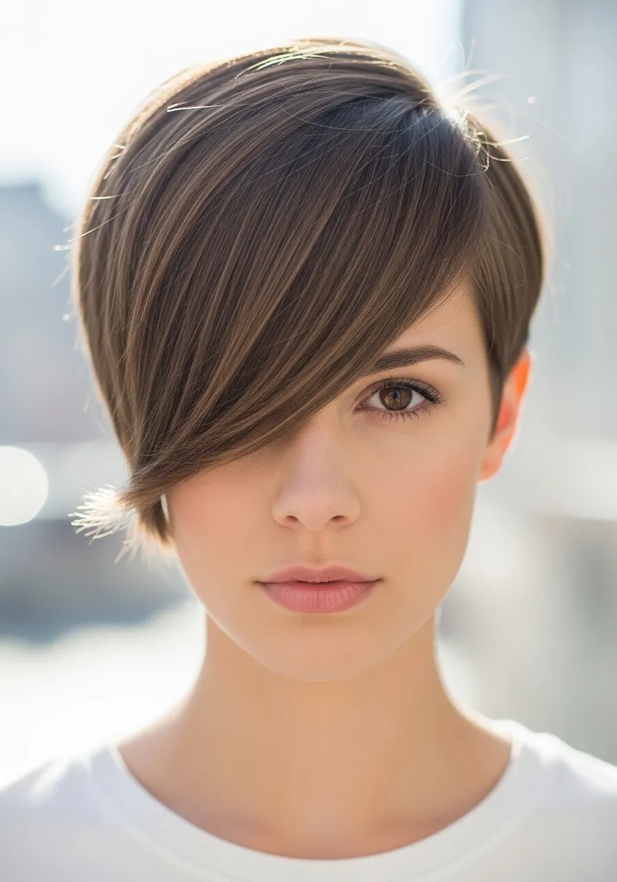 Pixie Cut with Long Bangs