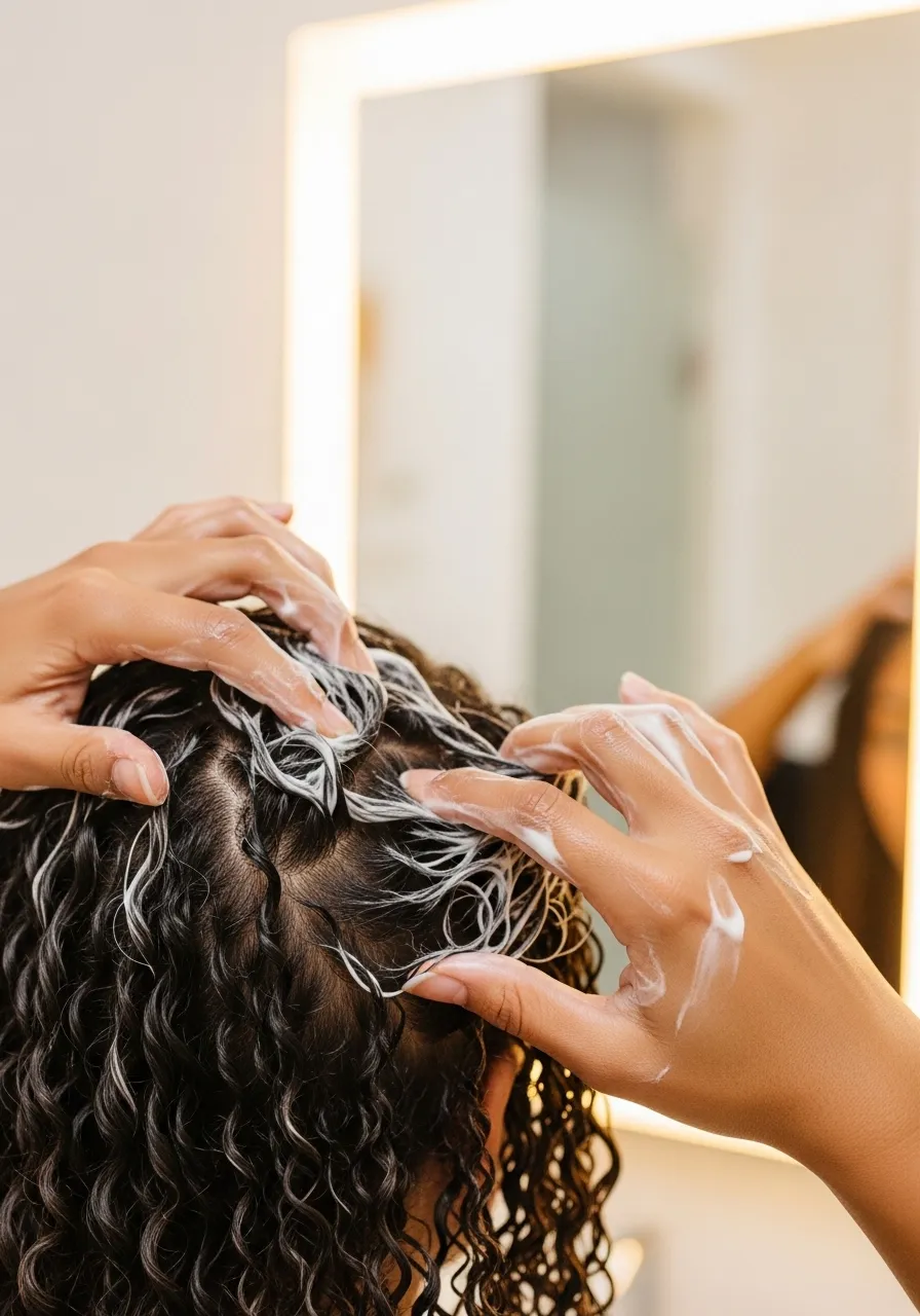 Application Of Products For Curly Hair