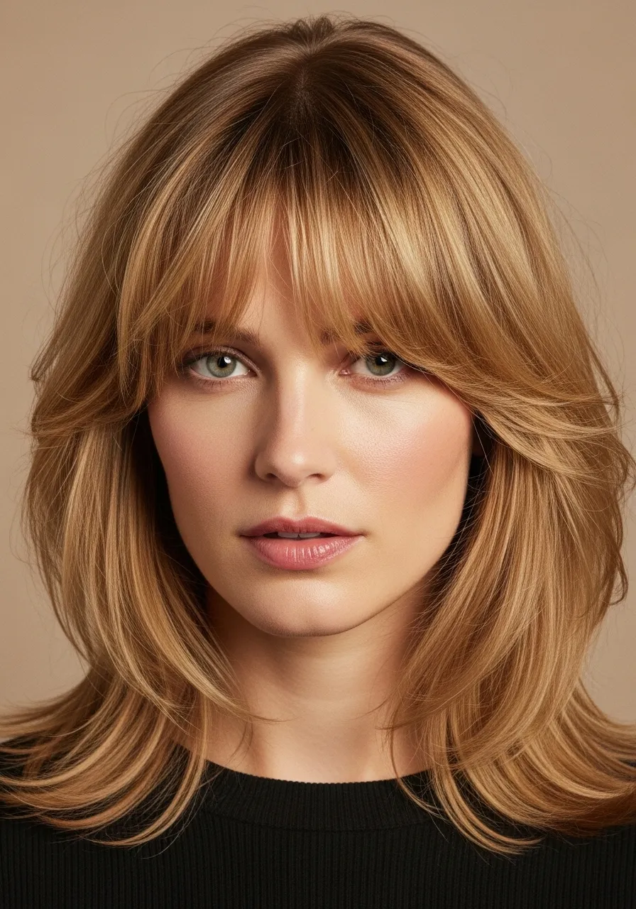 Curtain Bang Shag for Fine Hair