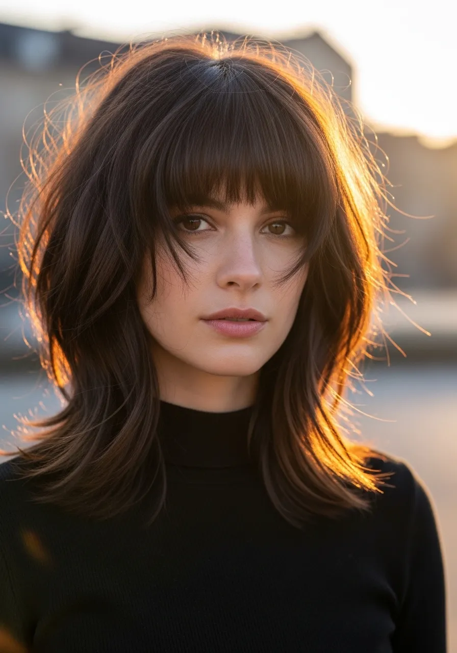 Shaggy Haircut with Bold Face-Framing Layers