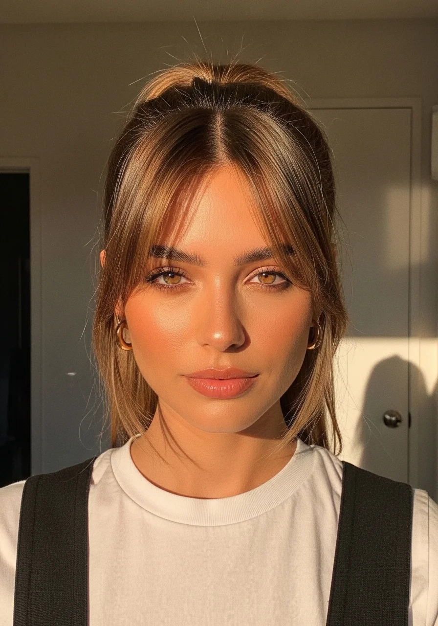 The Ponytail With Face-Framing Curtain Bangs