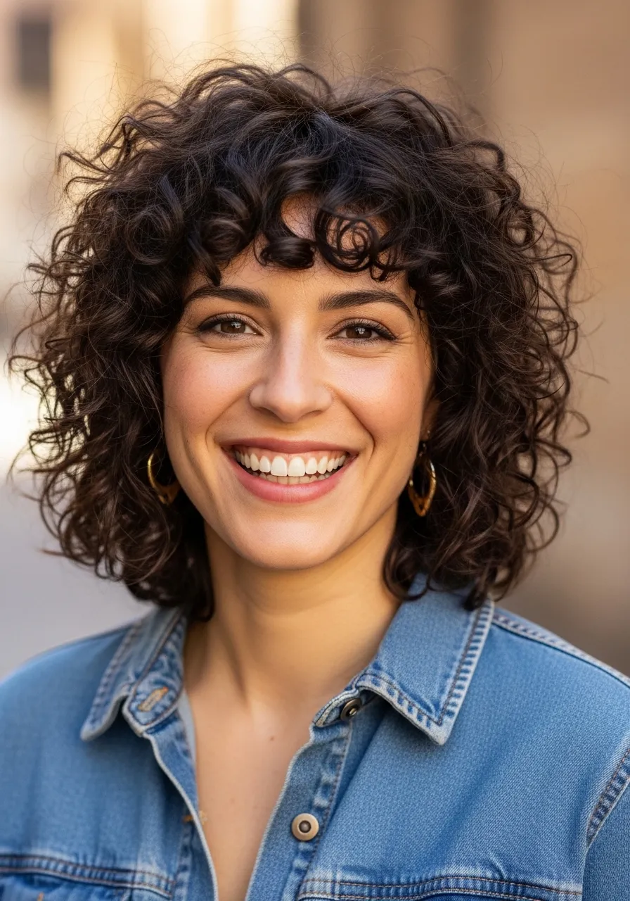 Curly Shag Haircut at Medium Length