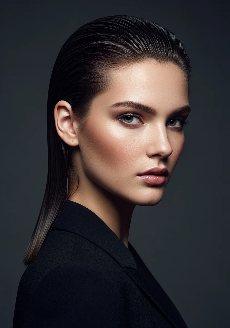 The Slicked-Back Wet Look Ponytail