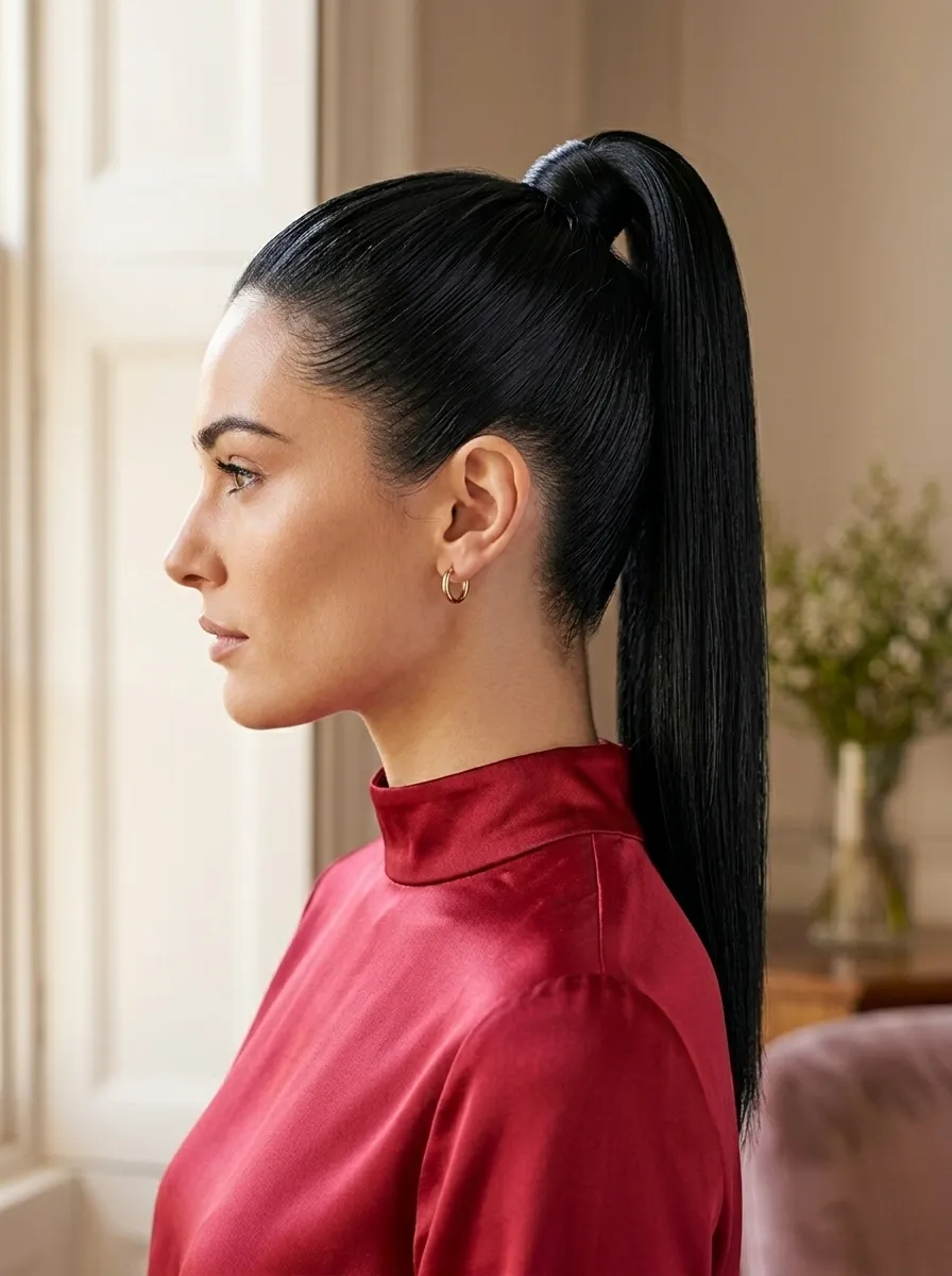 Sleek High Ponytail with Wrap
