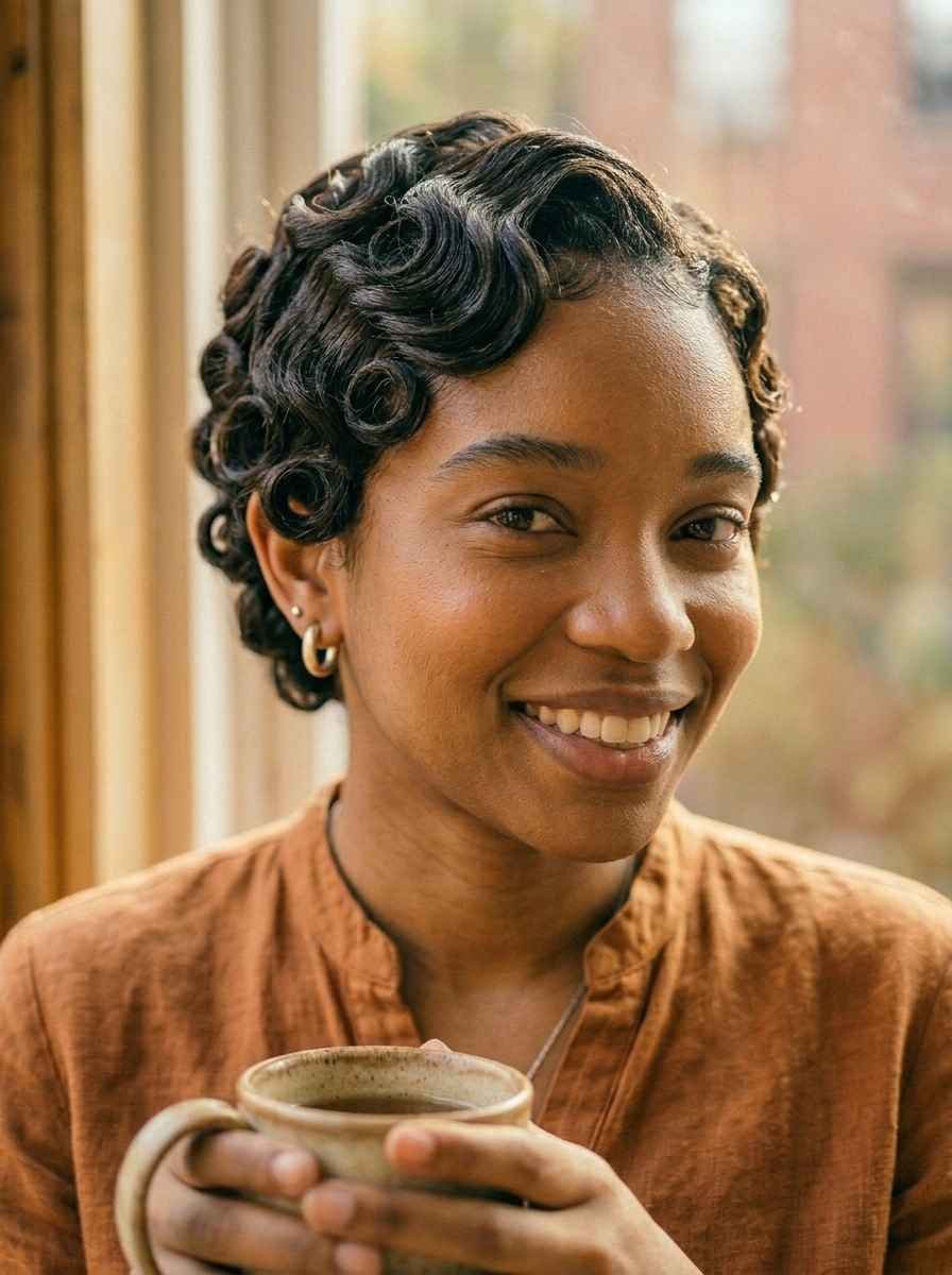 Pin Curl Set on Short Natural Hair