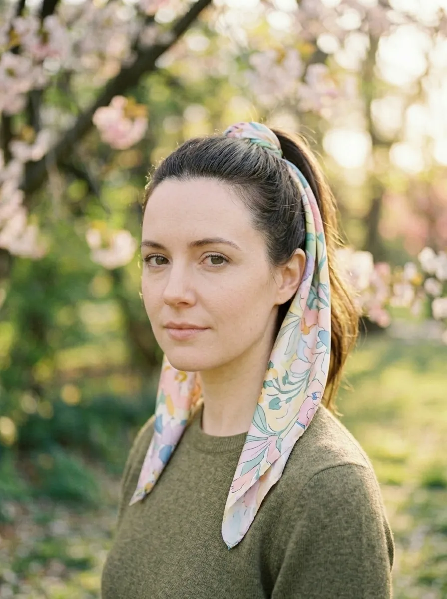 High Pony With a Silk Scarf