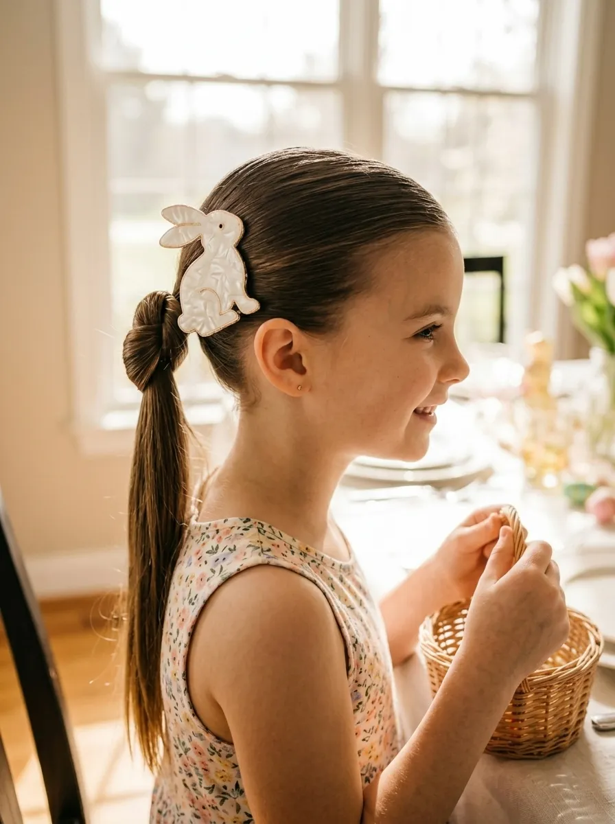 Knotted Ponytail with Bunny Clip