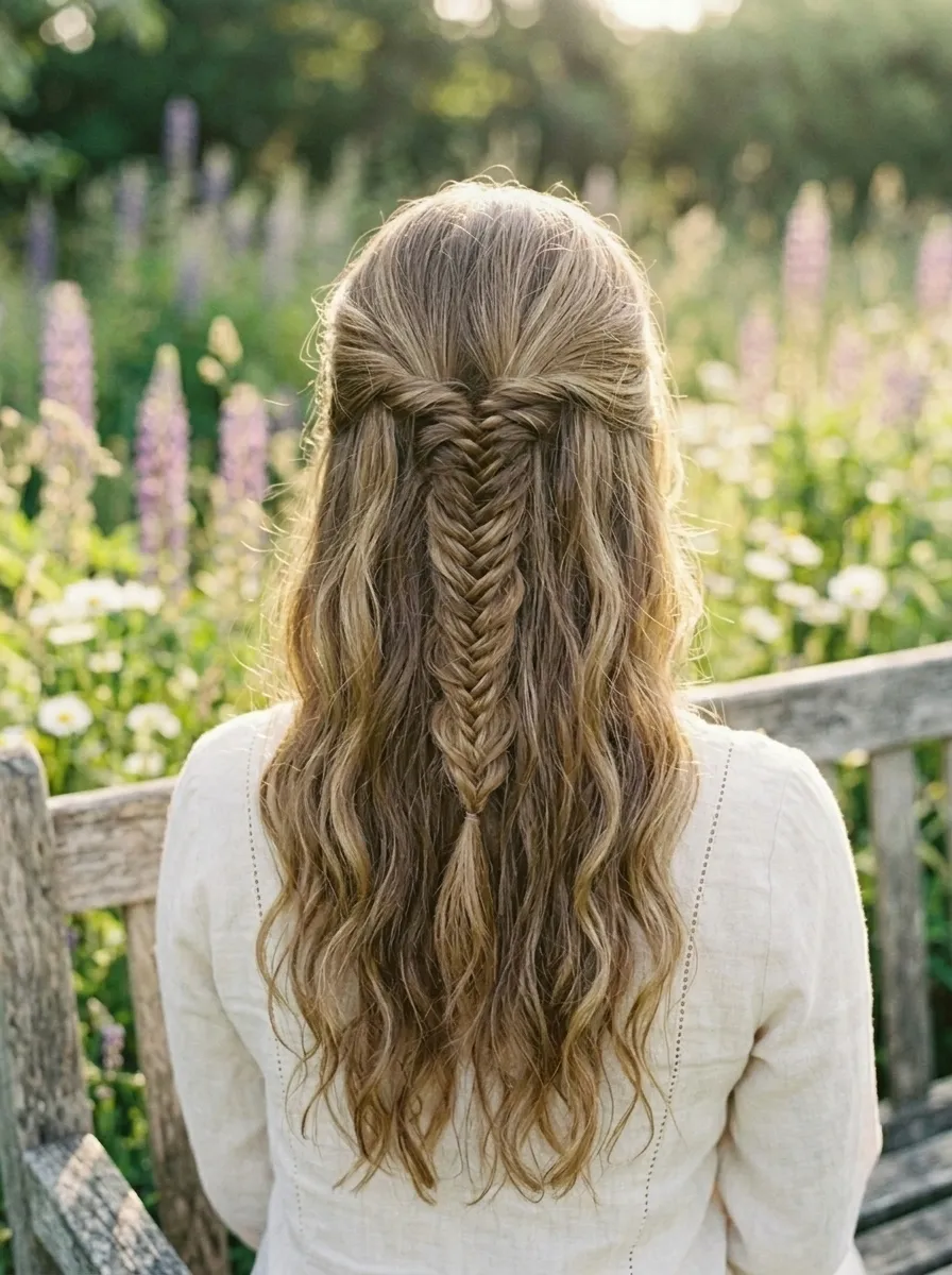 Fishtail Braid Half Up