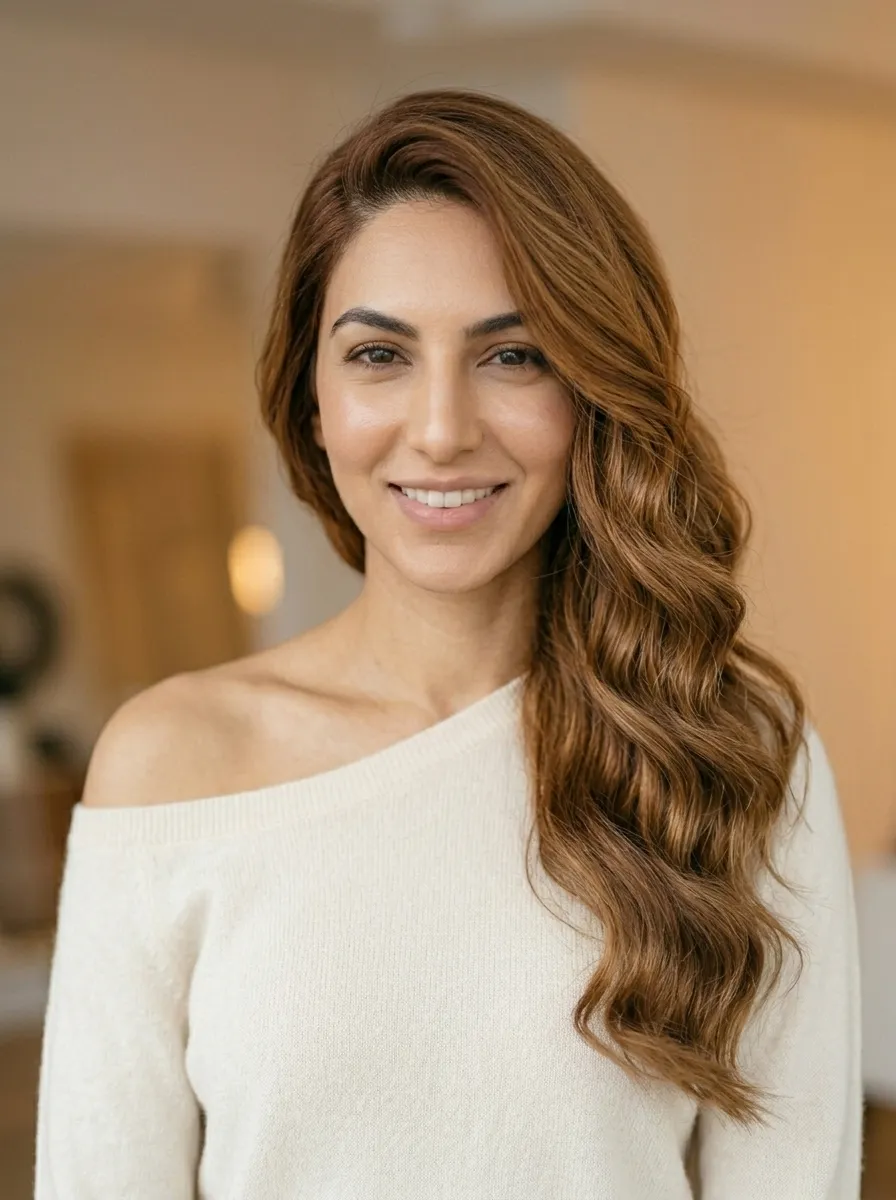 Wavy Hair with Deep Side Part