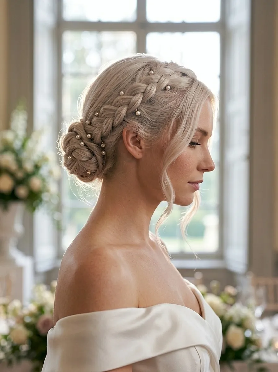 Twisted Updo with Pearl Pins