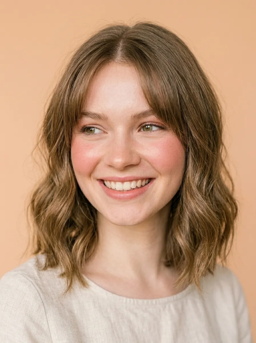 Textured Lob with Curtain Bangs