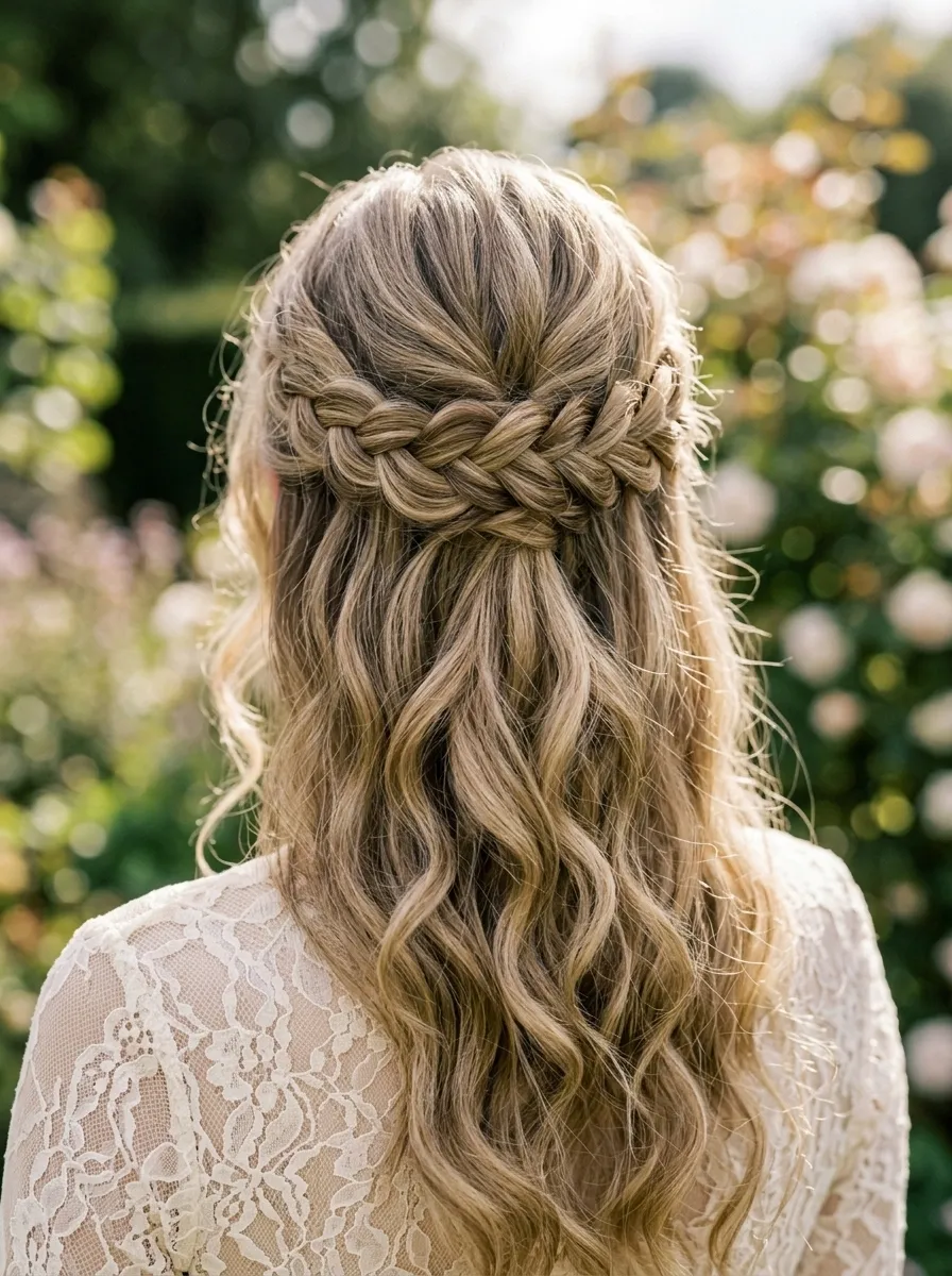 Half Up with a Braid Across the Crown