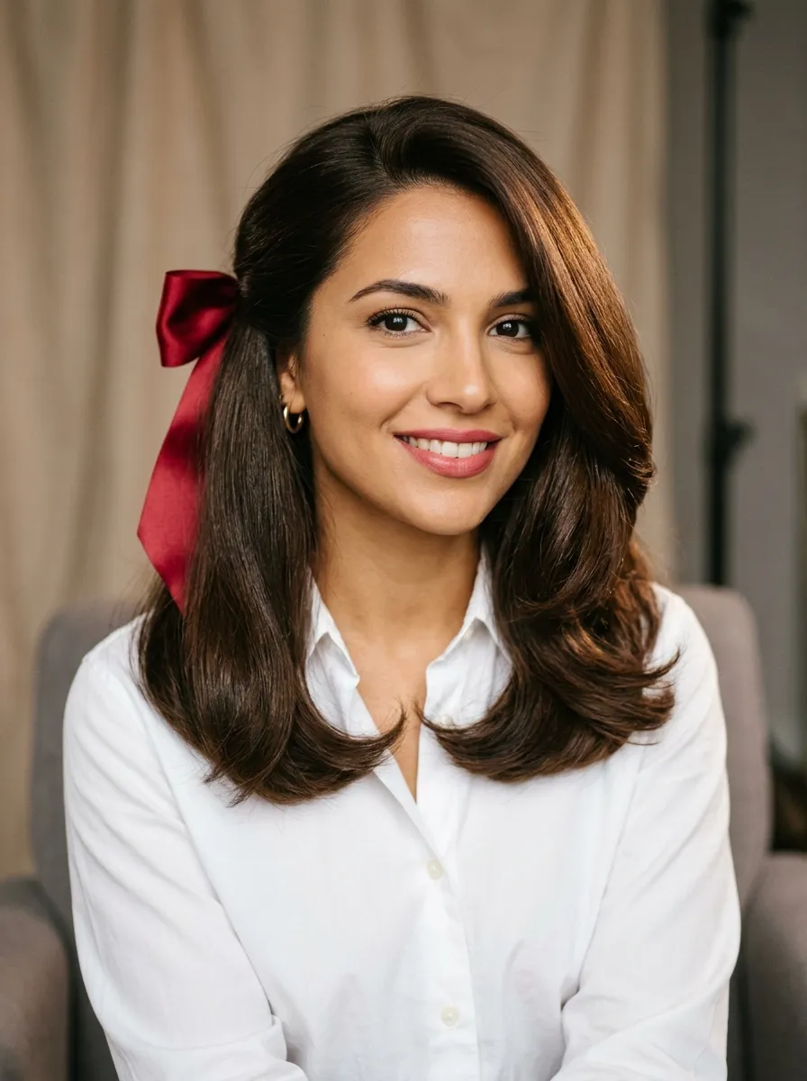 Glossy Blowout with Red Ribbon
