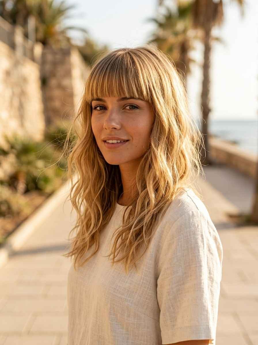 Bangs with Beach Waves