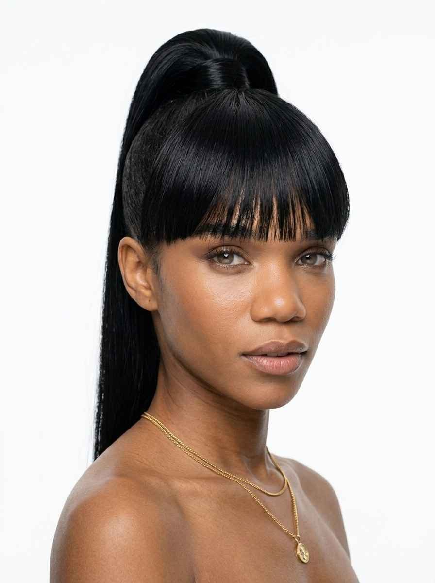 Bangs with a High Ponytail