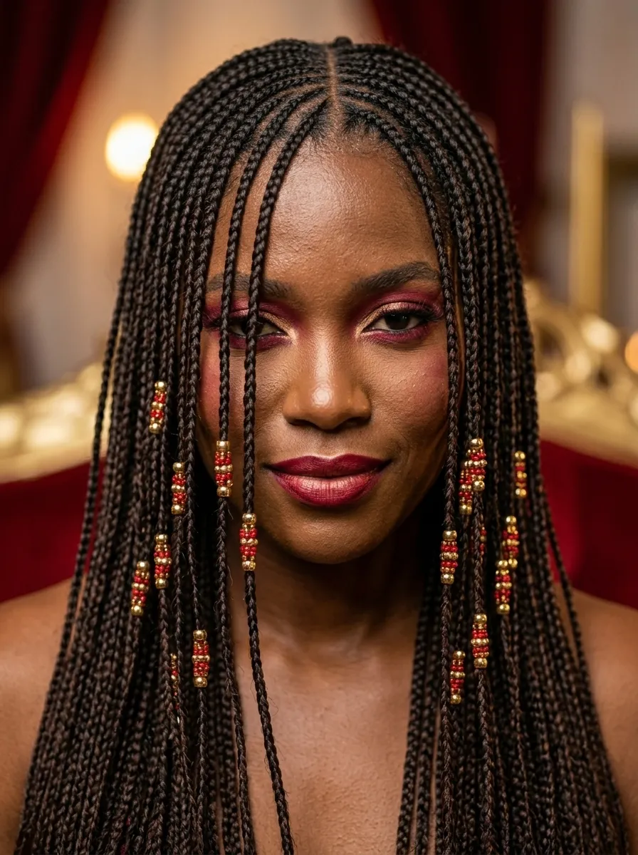 Micro Braids with Red Accessories