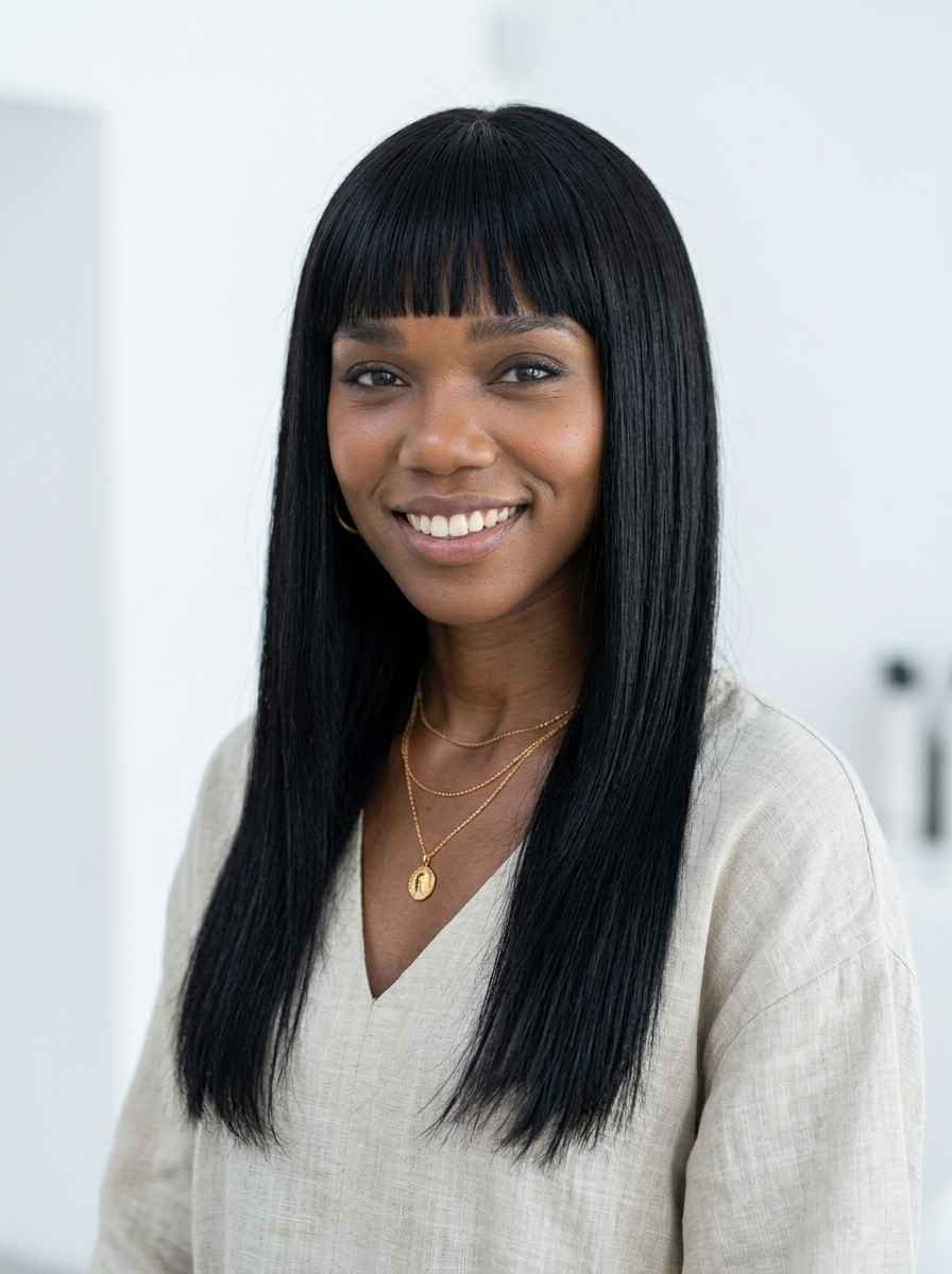 Pin Straight Blunt Bangs