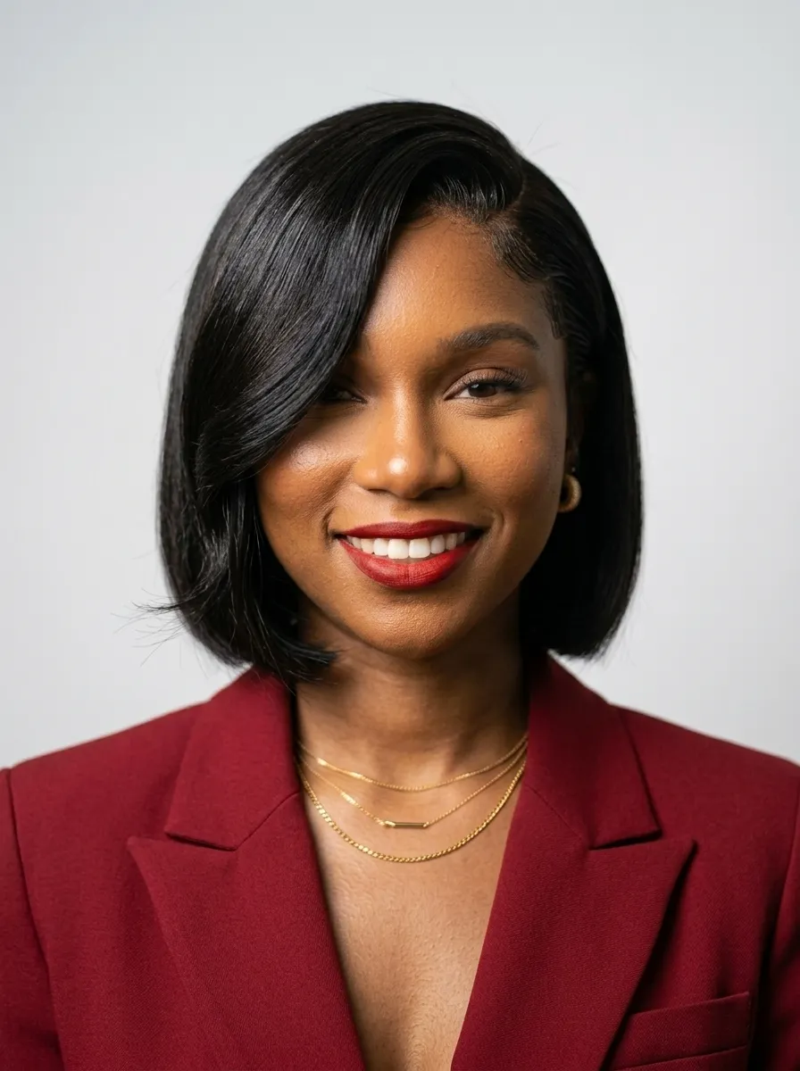 Sleek Bob with Deep Side Part