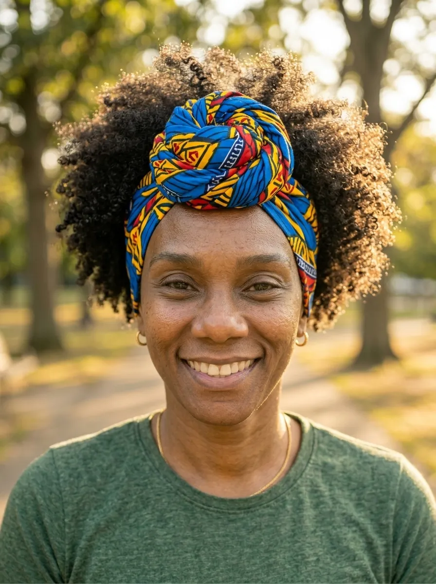 Afro with a Headband or Headwrap