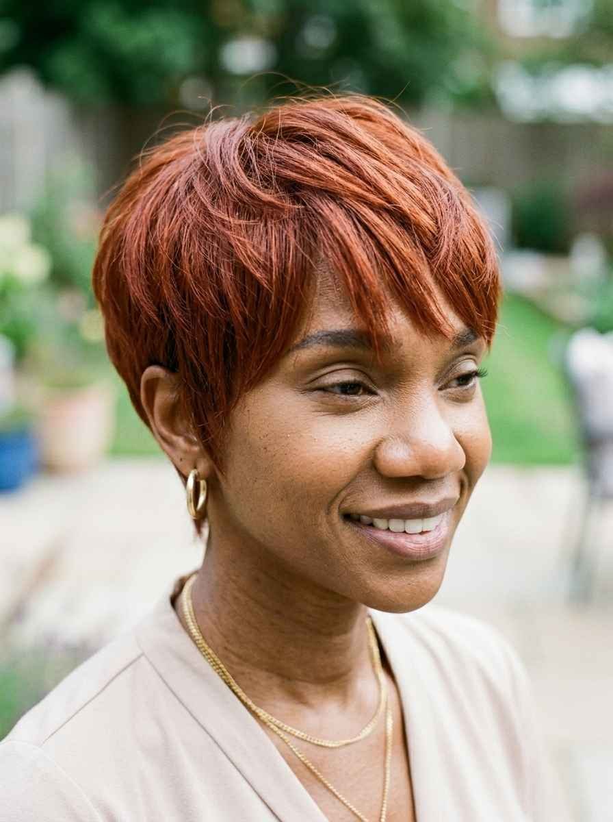 Textured Bangs with a Pixie Cut