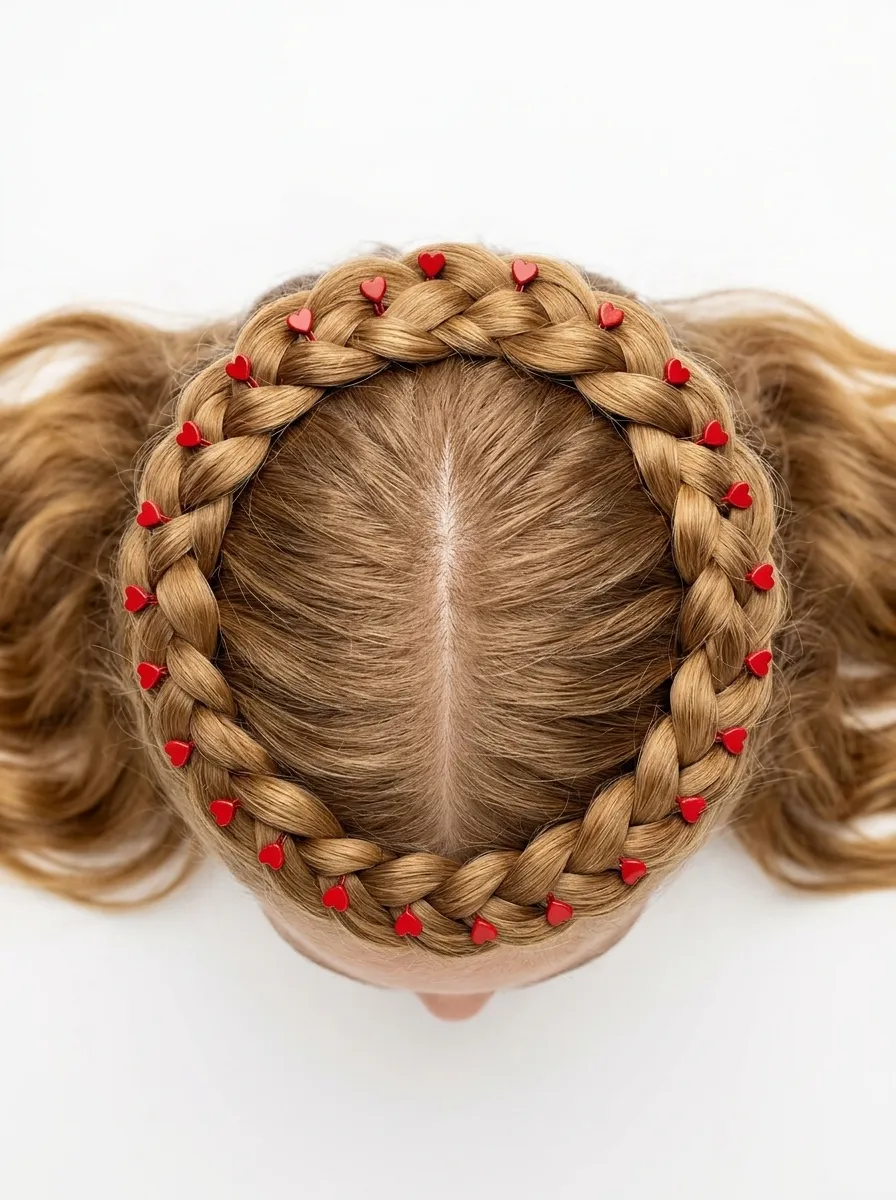 Halo Braid with Tiny Heart Pins