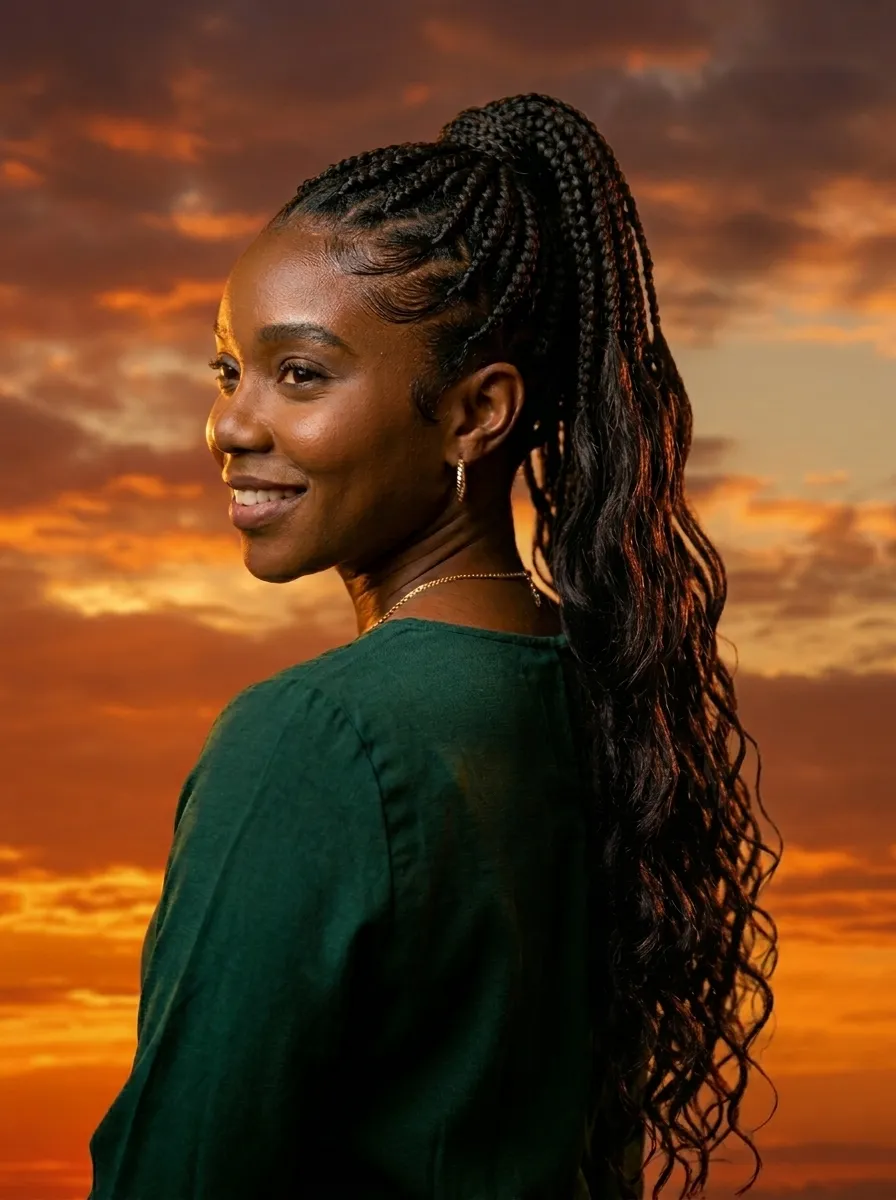 Red Ombre Box Braids