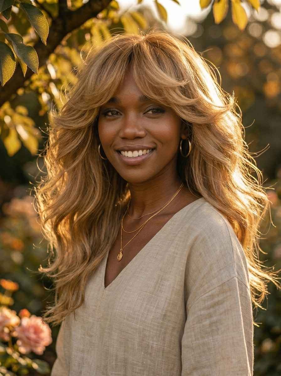 Curtain Bangs for a Retro Look