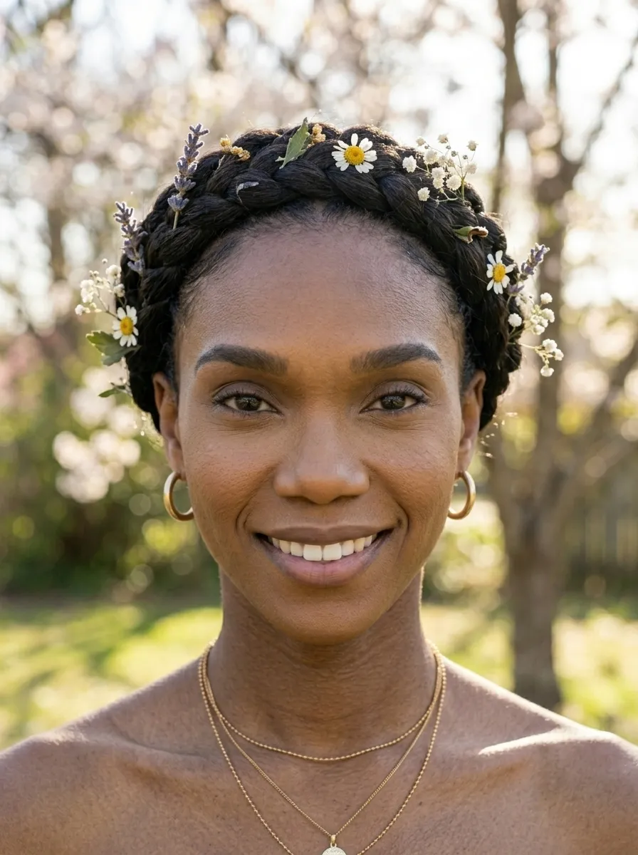 Braided Crown with Wildflowers
