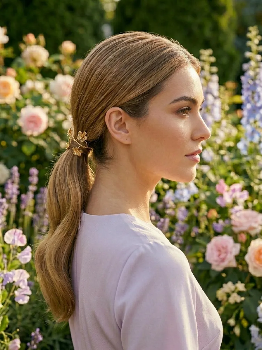 Side-Swept Low Ponytail