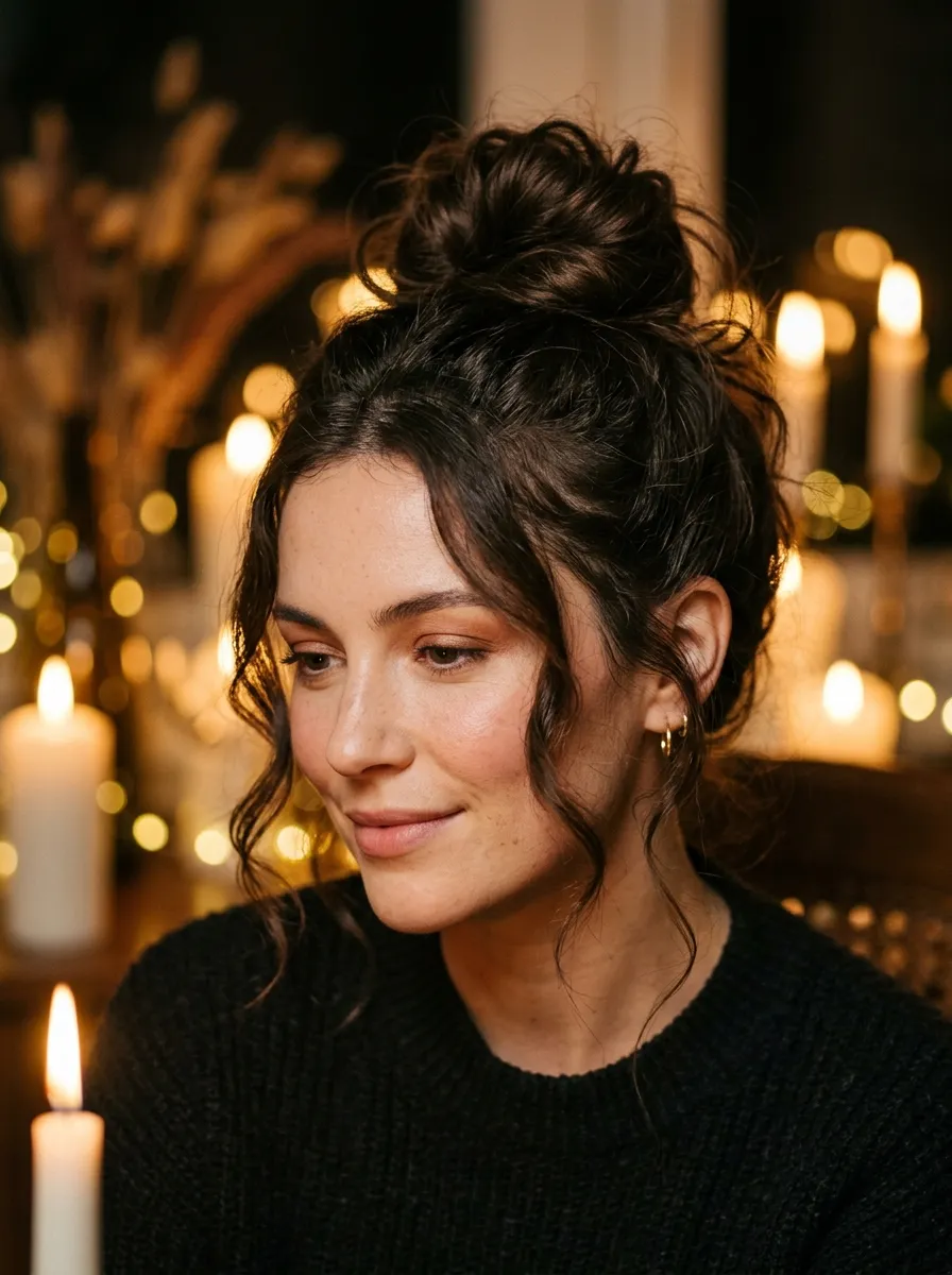 Loose Messy Bun with Tendrils