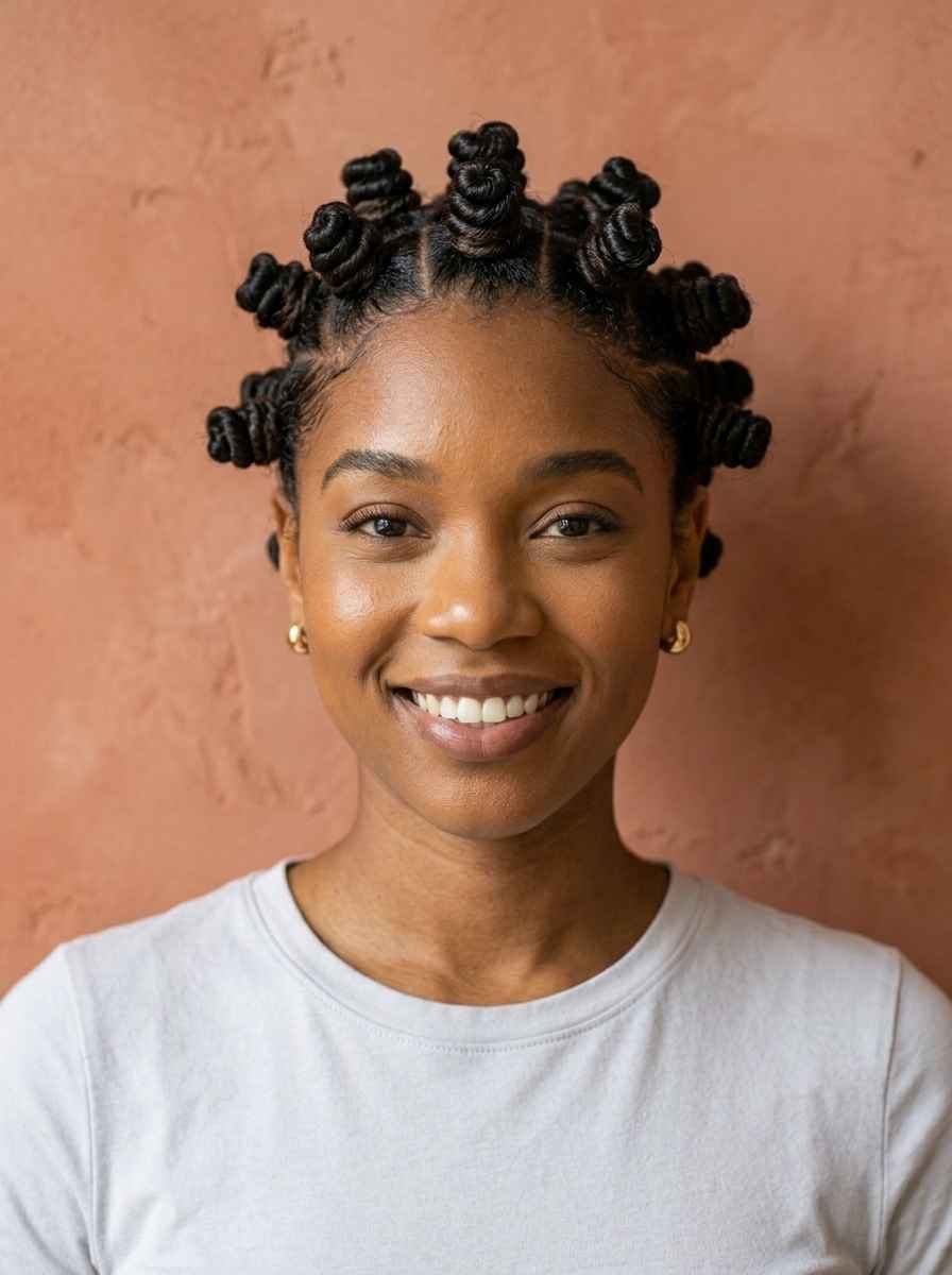 Bantu Knots on Short Natural Hair