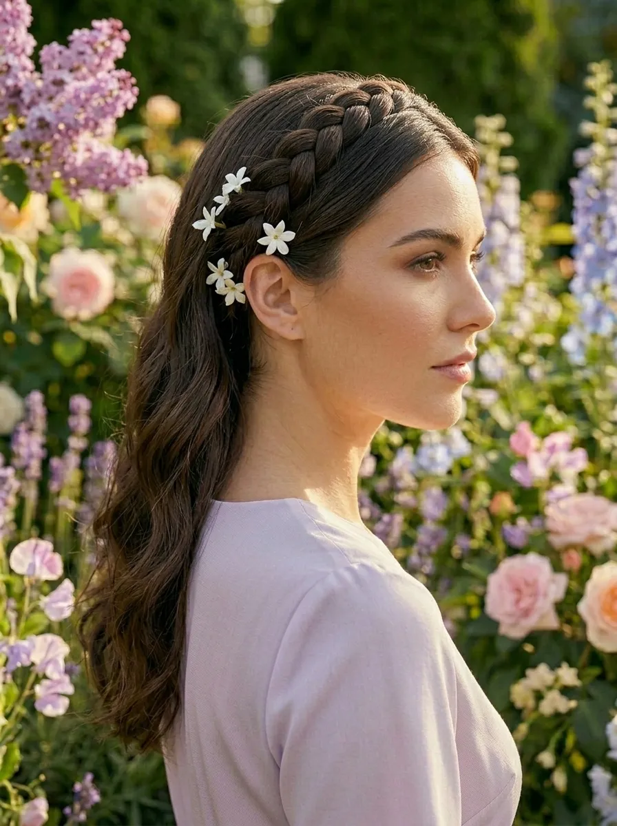 Braided Headband with Loose Hair Down