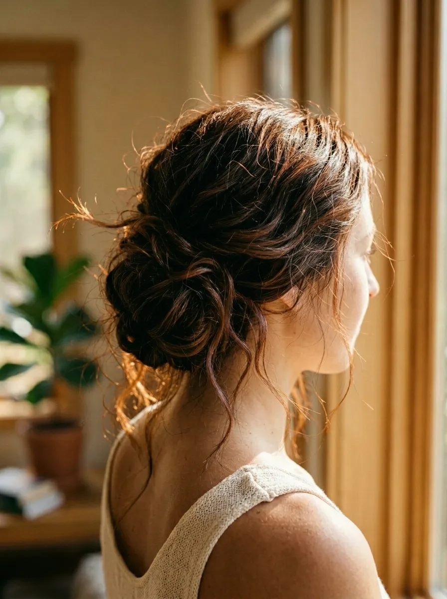 Textured Updo with Wavy Layers