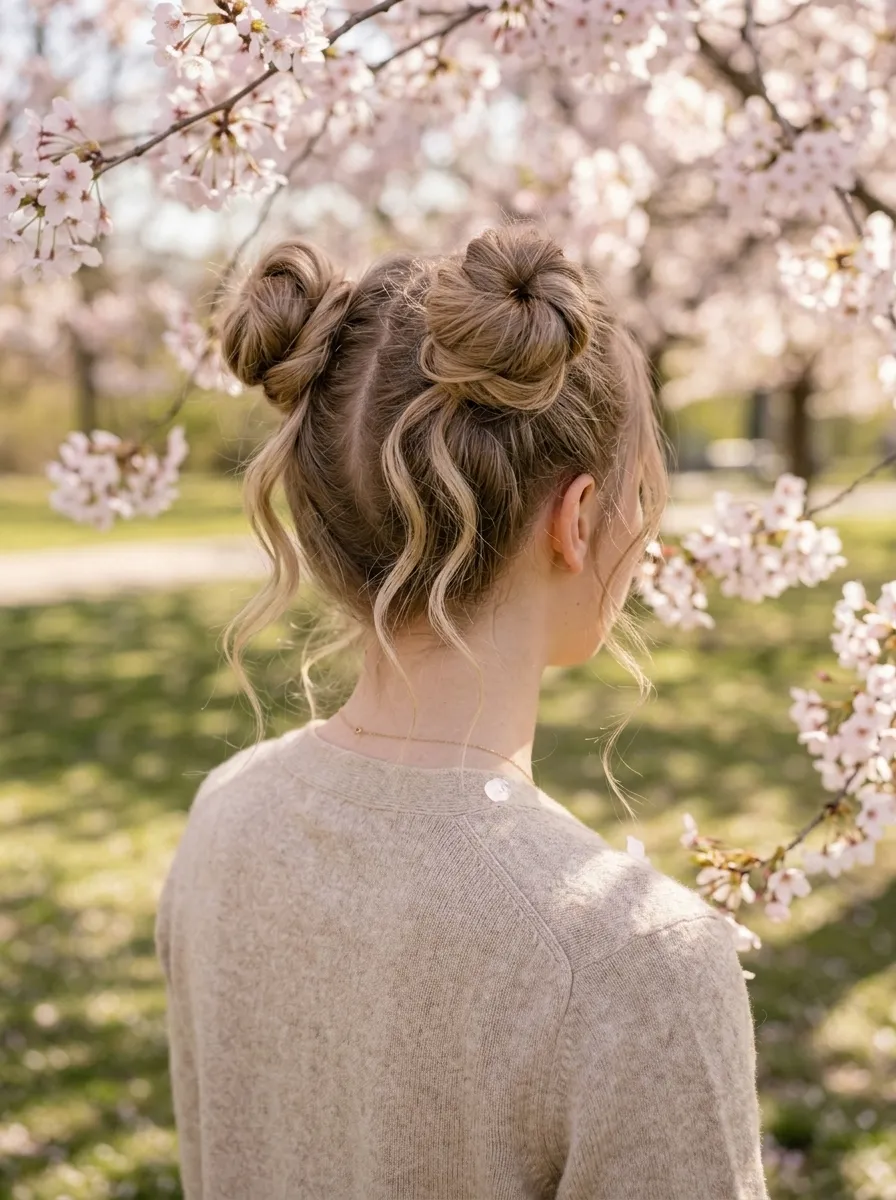 Space Buns with Wispy Ends