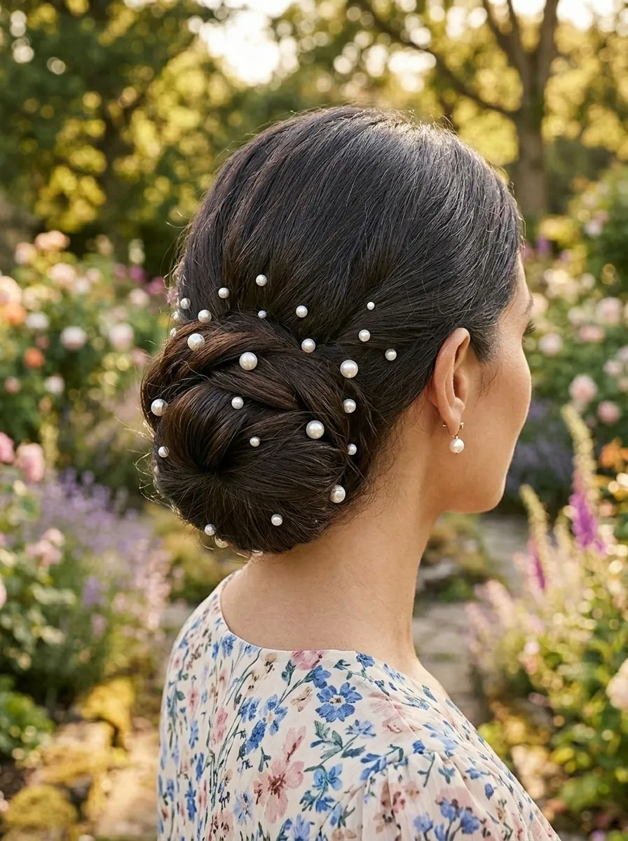 Pearl-Embellished Bun