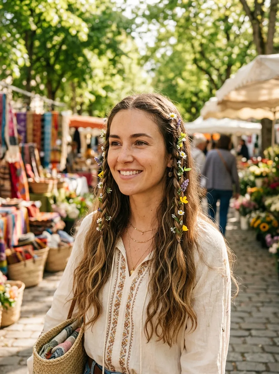 Bohemian Braids with Loose Waves