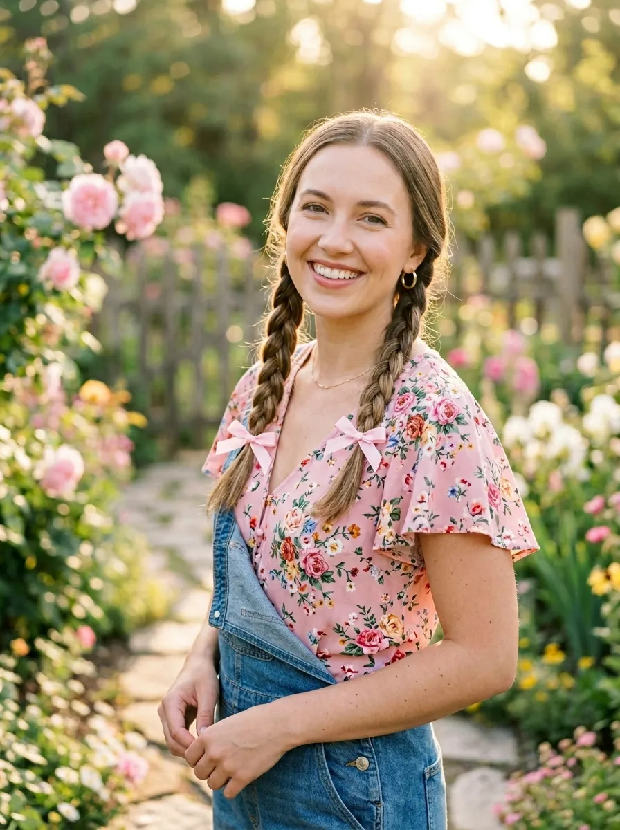 Braided Pigtails with Ribbon Bows