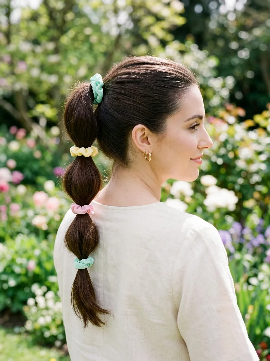Bubble Ponytail with Pastel Ties