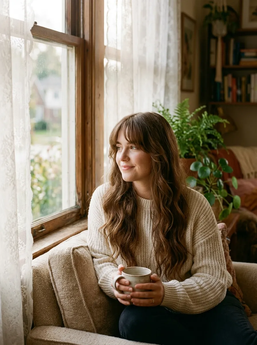 Curtain Bangs with Loose Waves