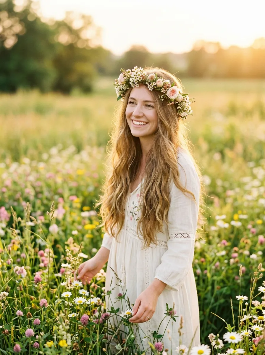 Flower Crown with Down Hair