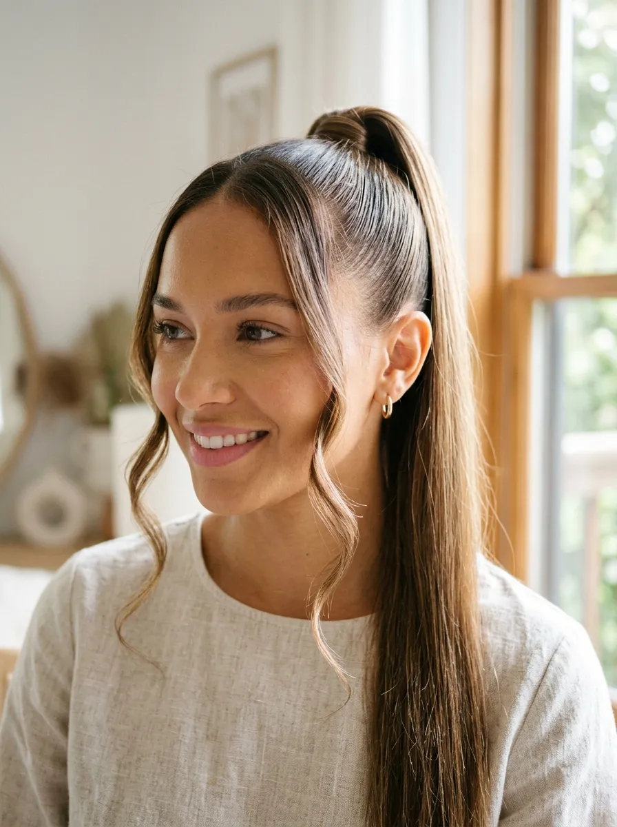 High Ponytail with Face-Framing Pieces