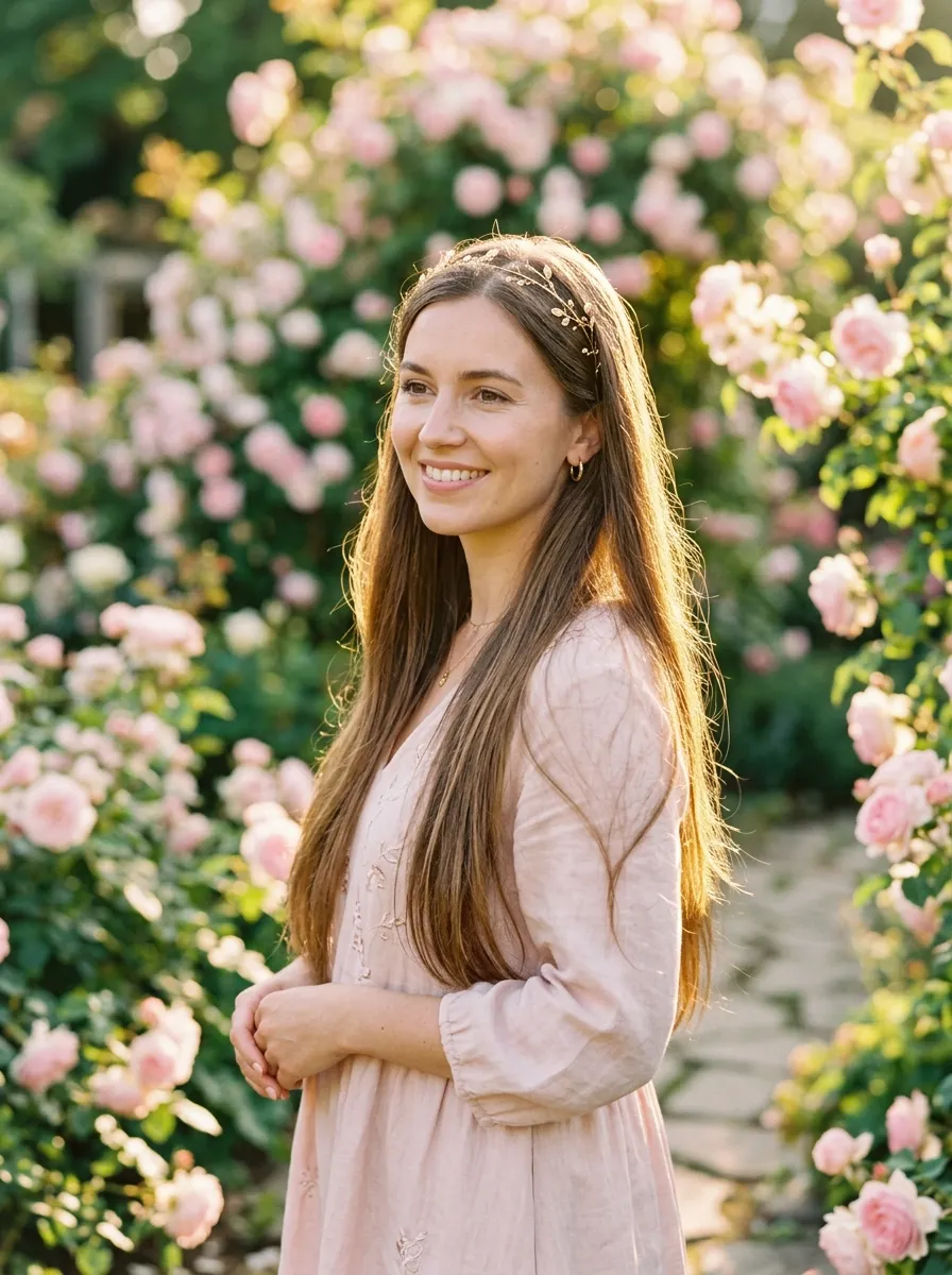 Long Hair with a Thin Headband